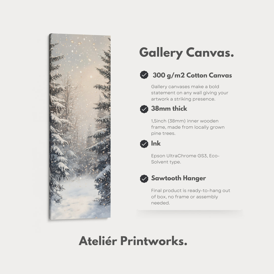 Winter Landscape Long Narrow Vertical Wall Art Large Canvas Wall Decor - V0135
