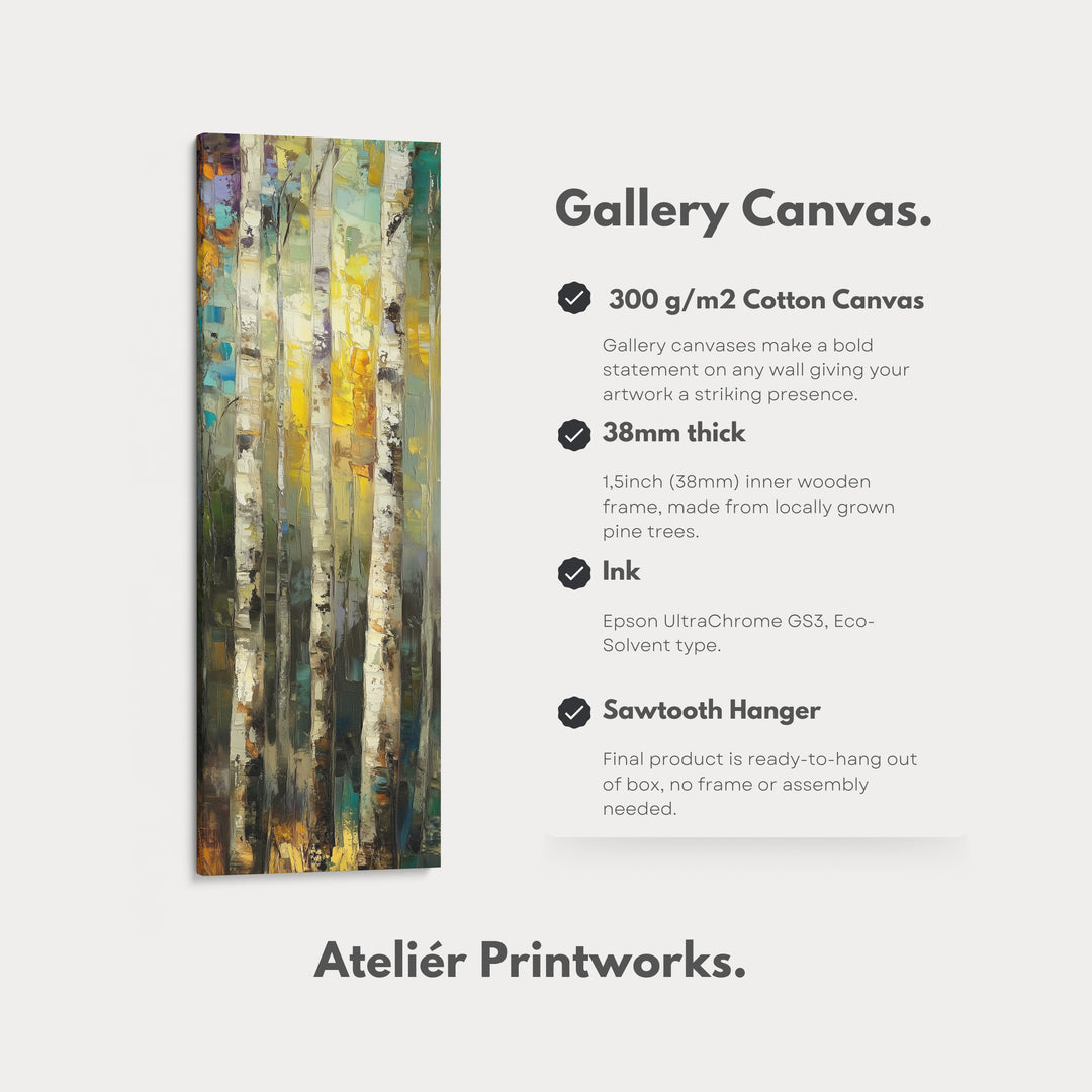 Birch Tree Long Narrow Vertical Wall Art Large Canvas Wall Decor - V0138