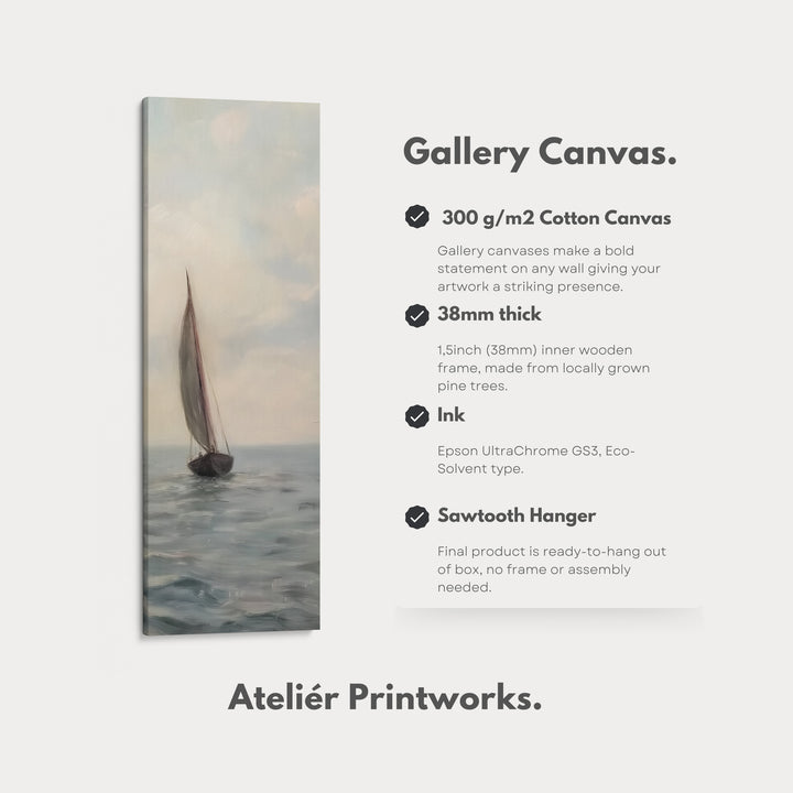 Long Canvas Wall Art Prints for bedroom Vintage Sailboat Framed Vertical - V0143