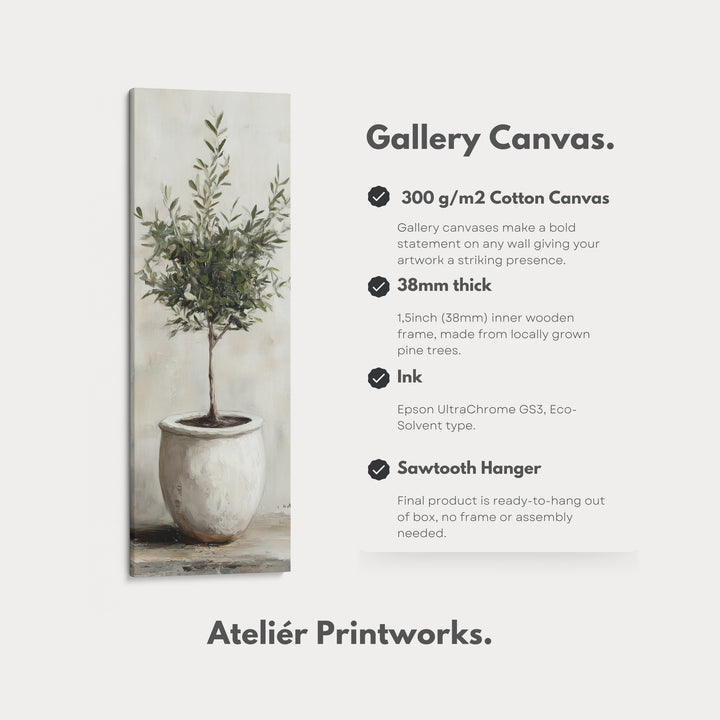 Rustic Olive Tree Long Narrow Vertical Wall Art Canvas - V0153