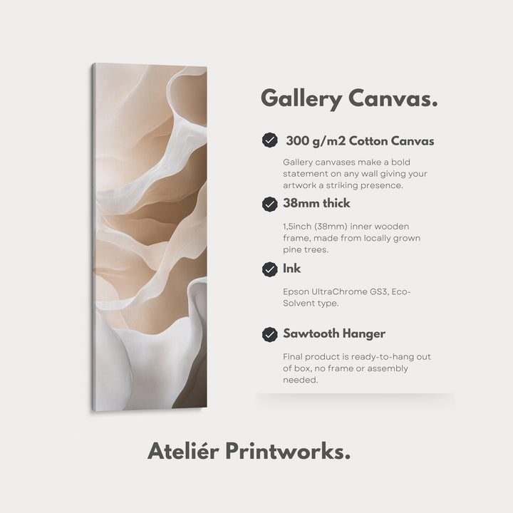 Beige & White Long Narrow Vertical Wall Art Large Canvas Decor - V0156