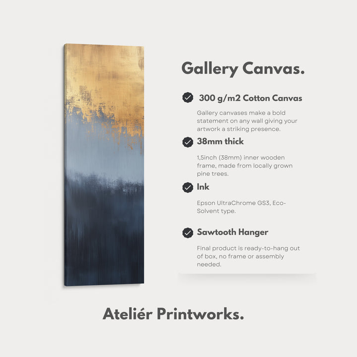 Abstract Gold & Blue Long Vertical Wall Decor - V0171