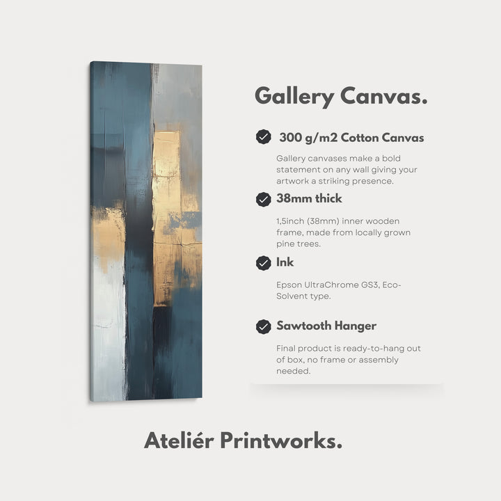 Tall Vertical Framed Canvas Abstract Gold - V0176
