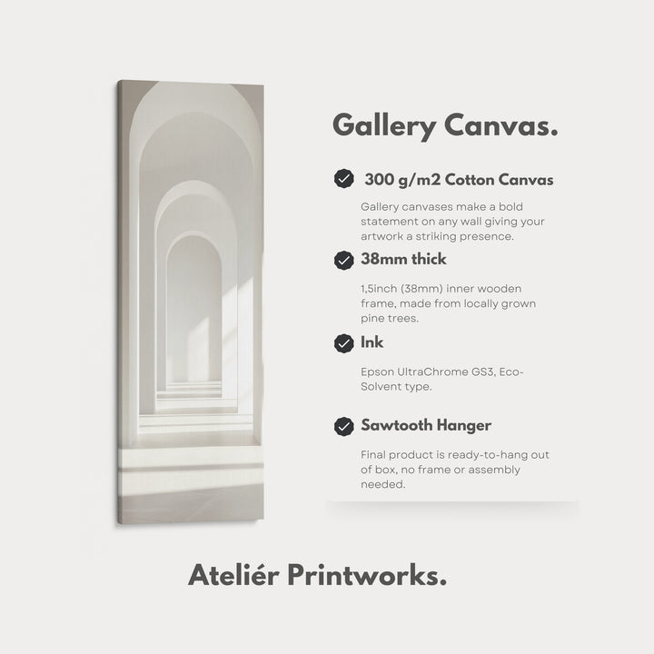 Minimalist White Arch Tall Vertical Framed Canvas Decor - V0180