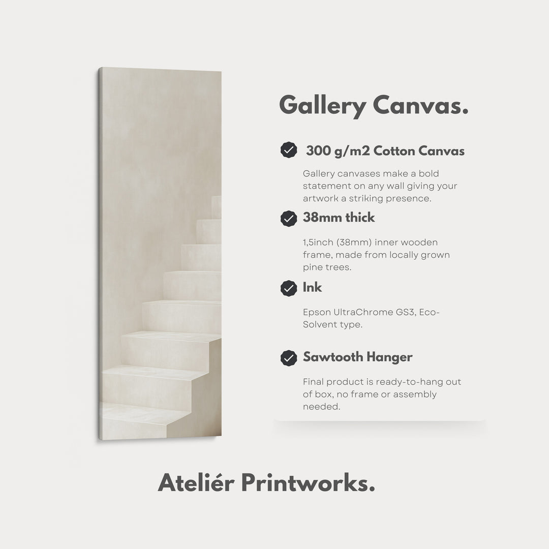 Minimalist Steps Long Tall Vertical Framed Canvas Wall Art - V0181