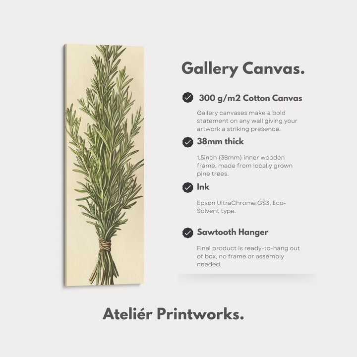 Rosemary Cottagecore Kitchen Wall Art Long Vertical Framed Canvas Decor - V0193