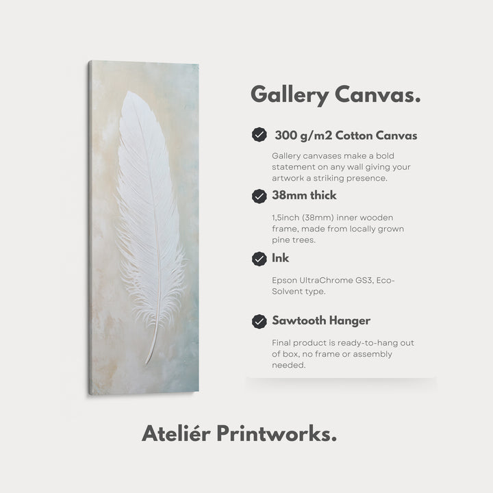Hall Way Feather Large Vertical Long Skinny Wall Art - V0216