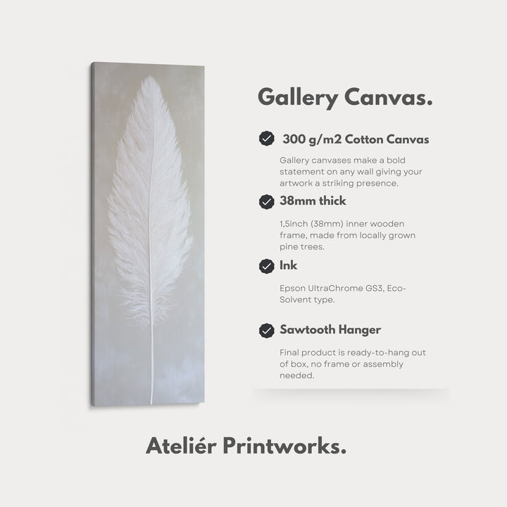 Vertical Wall Art White Feather Bedroom Wall Art - V0244