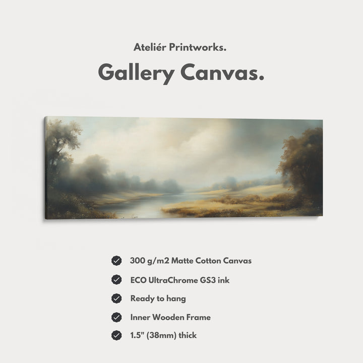 Vintage Landscape Large Horizontal Framed Canvas Wall Art - H0102