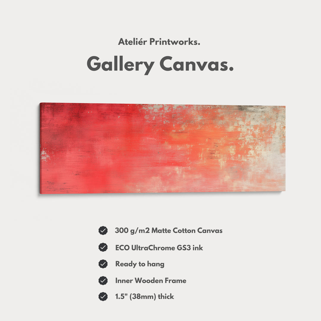 Abstract Red Long Horizontal Wall Art, Panoramic Wall Art Wide Wall Art - H0137