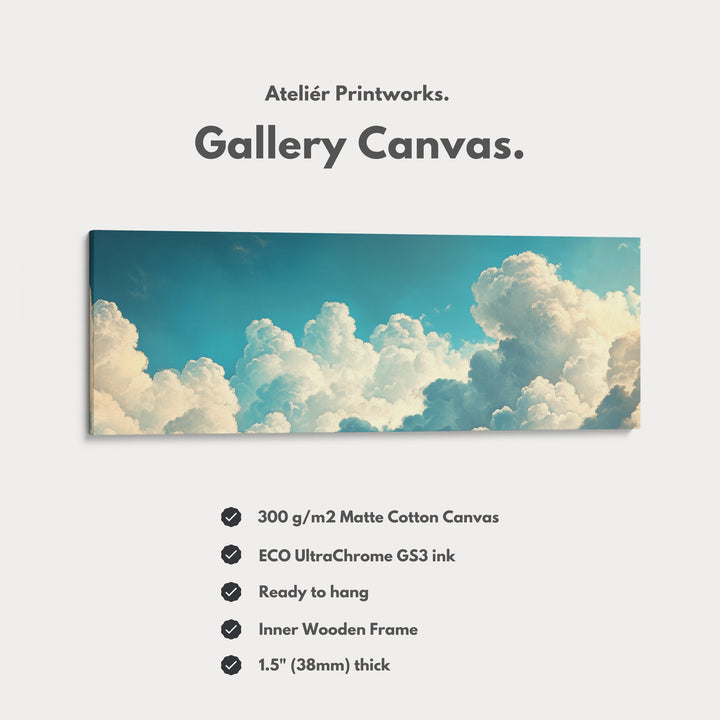 Above Bed Cloud Wall Decor Panoramic Narrow Canvas - H0171