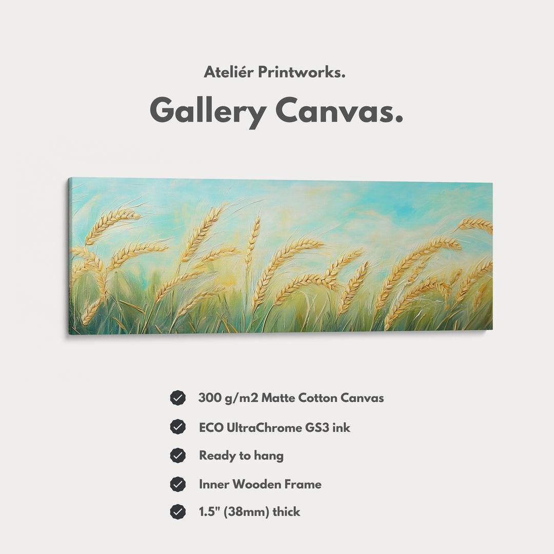 Wheat Field Painting Long Horizontal Above Bed Wall Decor - H0189