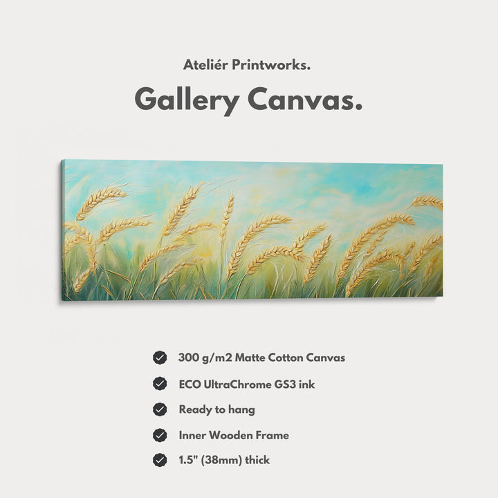 Wheat Field Painting Long Horizontal Above Bed Wall Decor - H0189