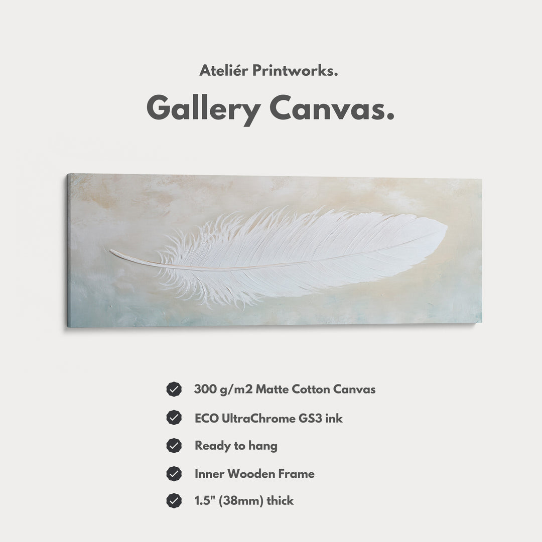 White Feather Above Bed Framed Canvas Wall Art - H0232