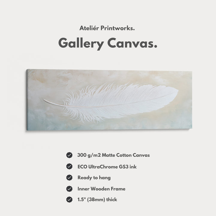 White Feather Above Bed Framed Canvas Wall Art - H0232