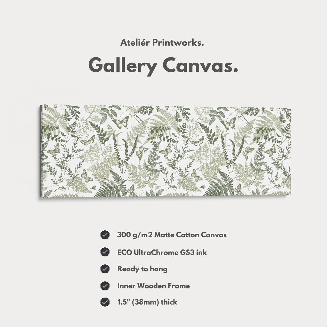Cottagecore Sage Green Botanical Long Horizontal Wall Art - H0291