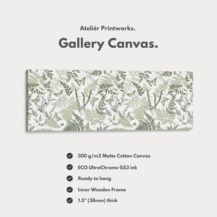 Cottagecore Sage Green Botanical Long Horizontal Wall Art - H0291