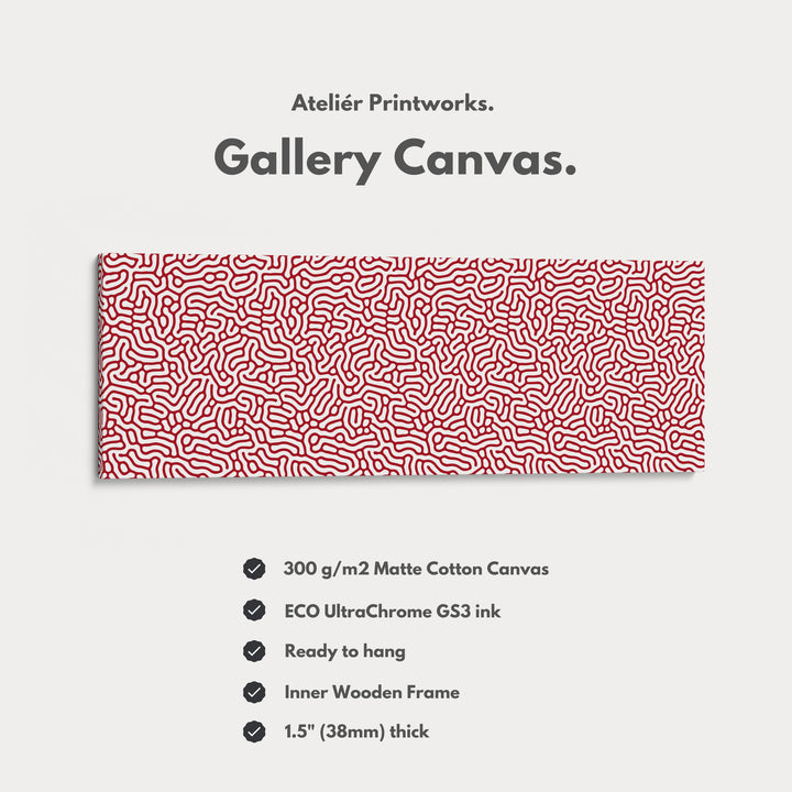 Red & White Coral Pattern Panoramic Wall Decor - H0334