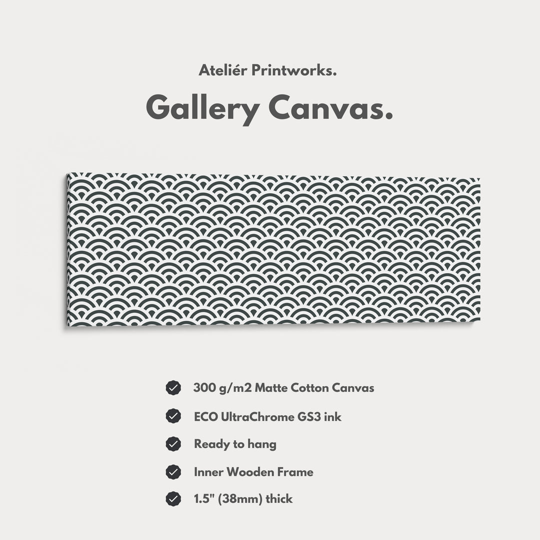 Horizontal Wall Art Black & White Japandi Waves - H0286