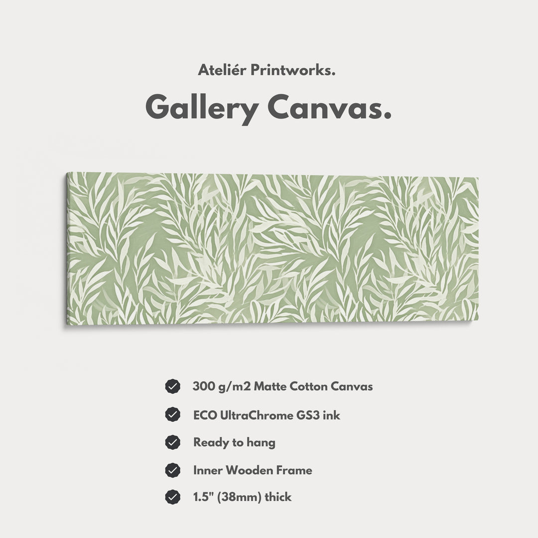 Sage Green Willow Leaves Vertical Long Wall Art - H0330