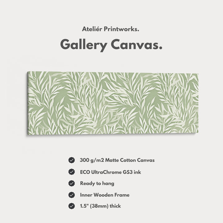 Sage Green Willow Leaves Vertical Long Wall Art - H0330