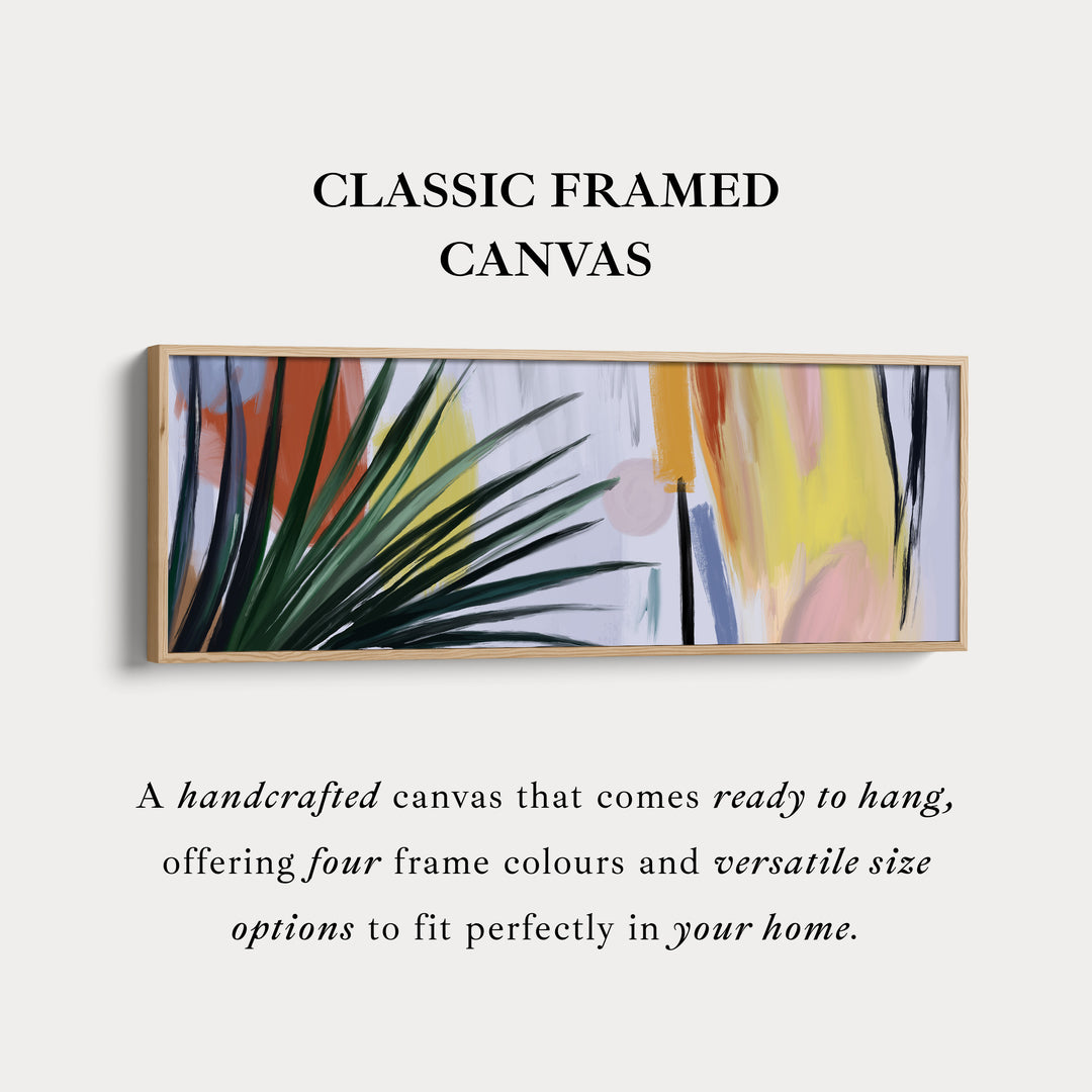 Horizontal Tropical Abstract Palm Fronds Wall Art for Living Room or Bedroom