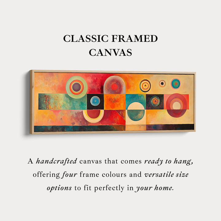 Abstracte geometrische cirkels horizontale lange wanddecoratie