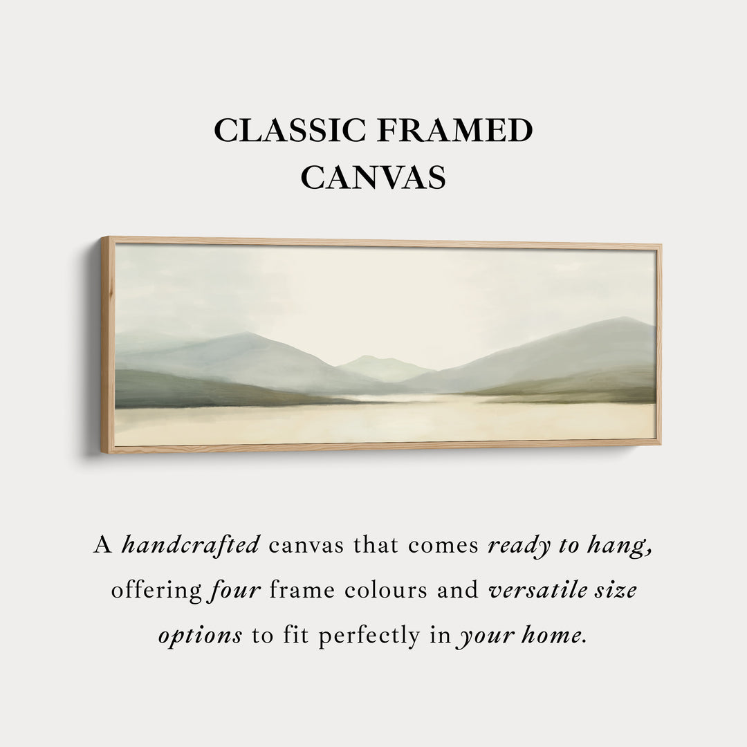 Watercolor Mountain and Lake Long Horizontal Large Canvas Wall Art