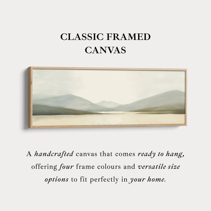 Watercolor Mountain and Lake Long Horizontal Large Canvas Wall Art