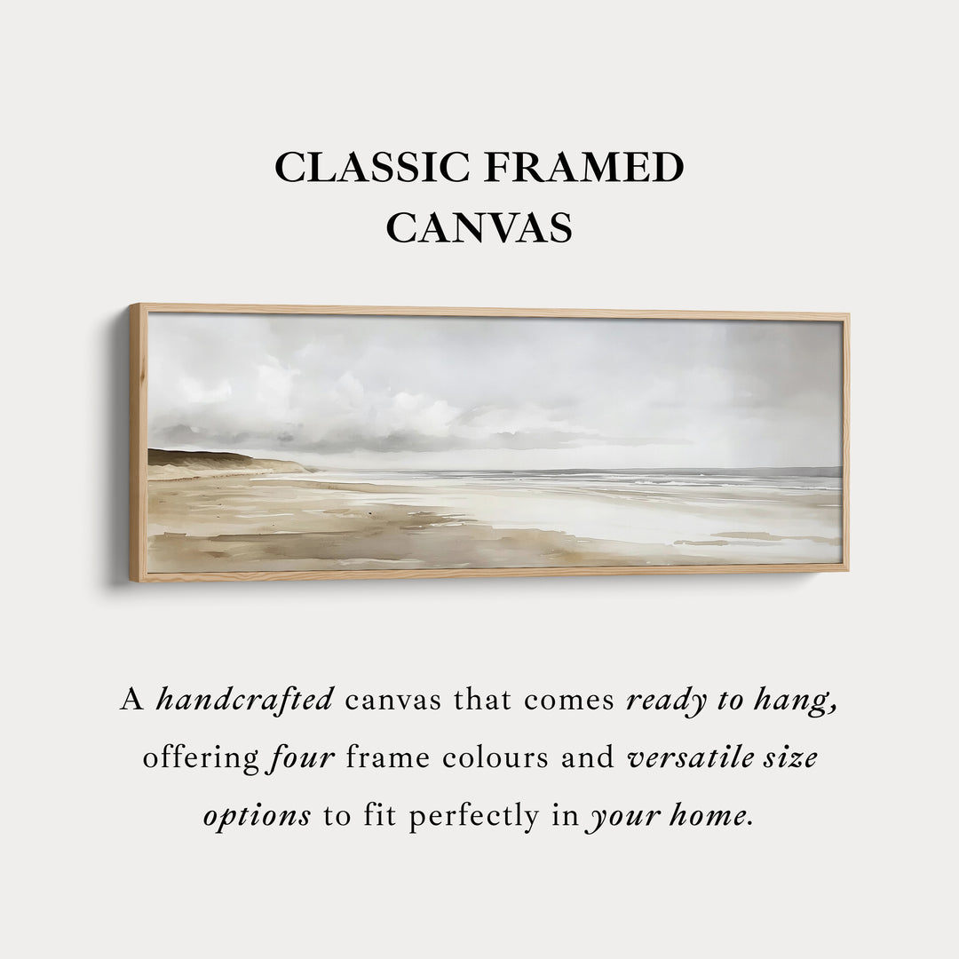 Aquarel Strand Lange Smalle Grote Canvas Muurdecoratie