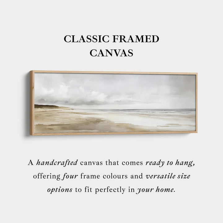 Aquarel Strand Lange Smalle Grote Canvas Muurdecoratie