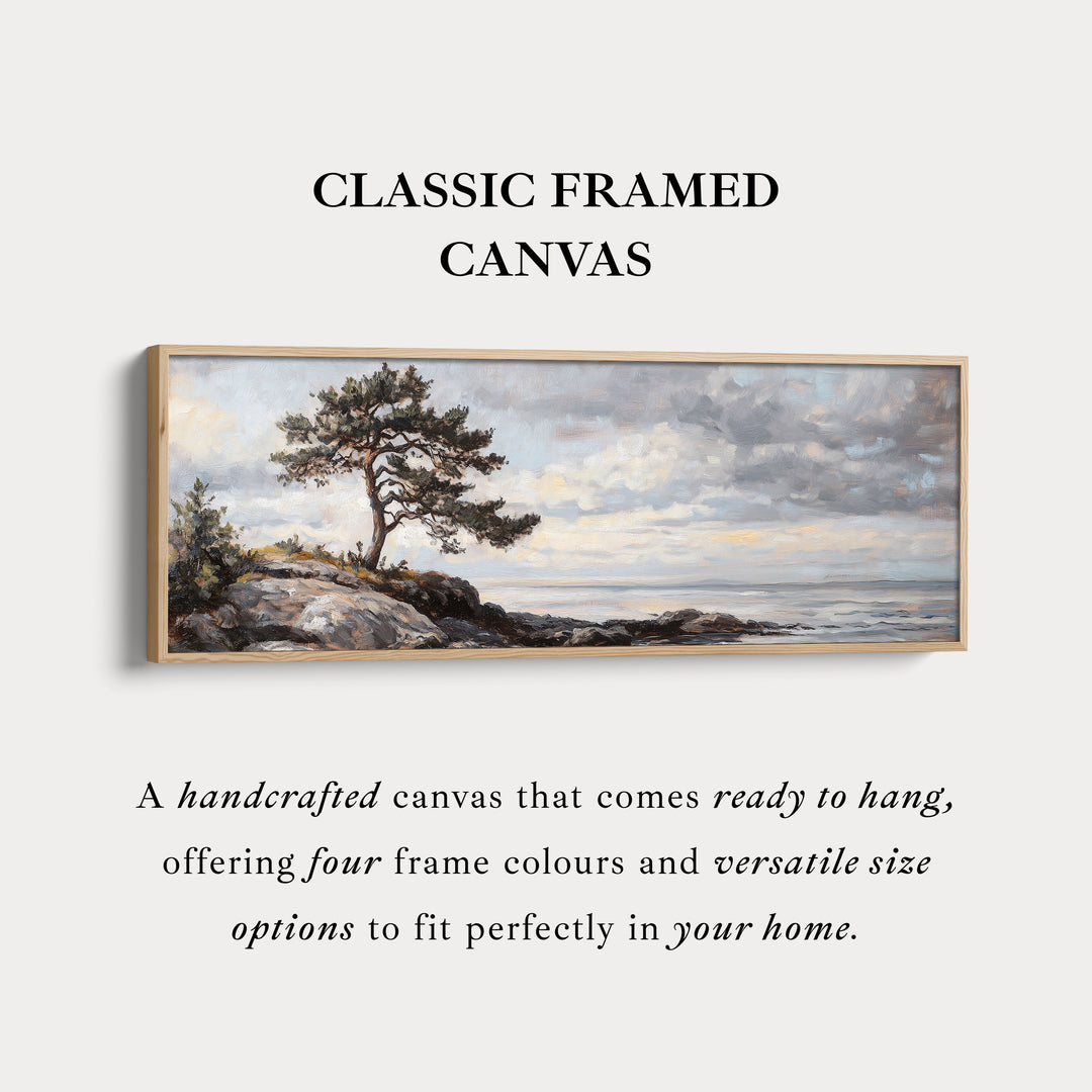 Vintage Landscape Artwork Long Narrow Large Framed Canvas