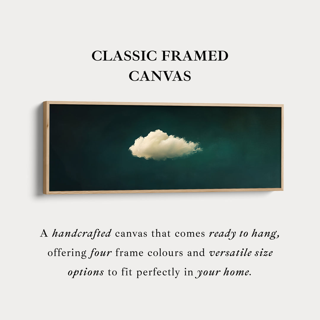 Above Bed Wall Decor - Floating Cloud Minimalist Horizontal Wall Art Green