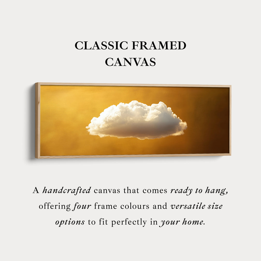 Boven Bed Muurkunst - Zwevende Gouden Wolk Minimalistische Horizontale Muurkunst