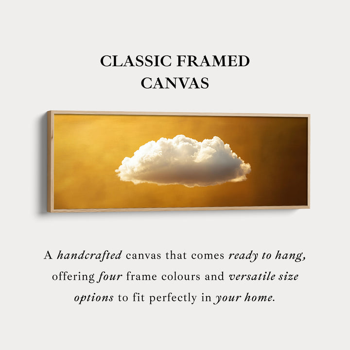 Boven Bed Muurkunst - Zwevende Gouden Wolk Minimalistische Horizontale Muurkunst