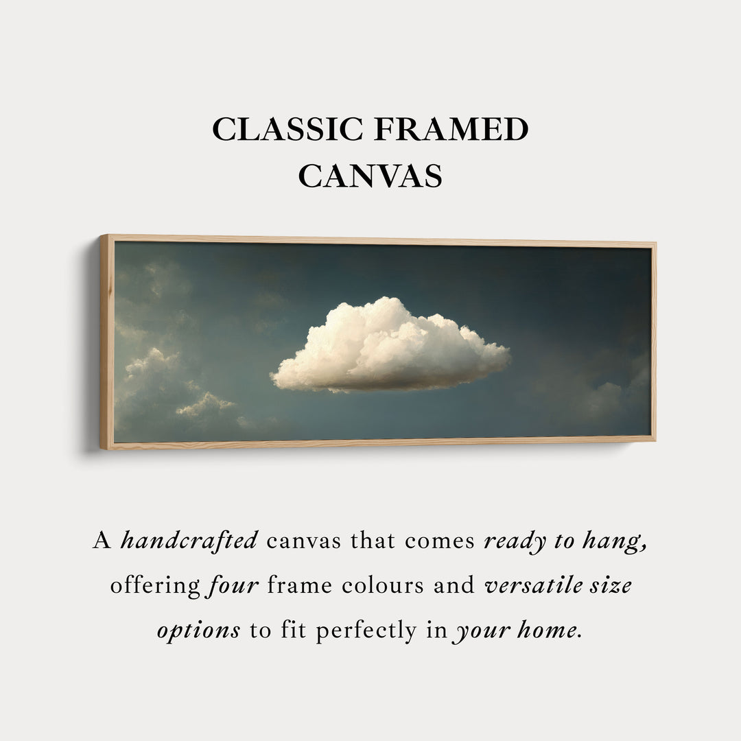 Boven Bed Muurkunst - Zwevende Blauwe & Groene Wolk Minimalistische Horizontale Muurkunst