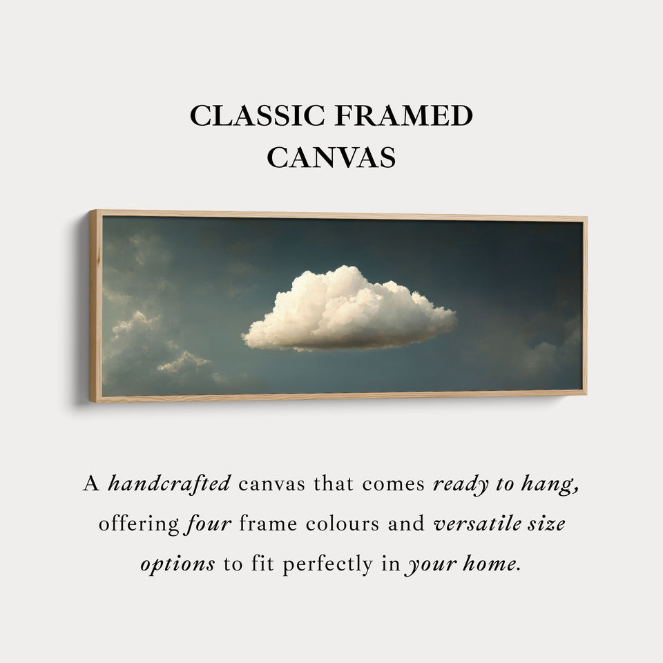 Above Bed Wall Art - Floating Blue & Green Cloud Minimalist Horizontal Wall Art