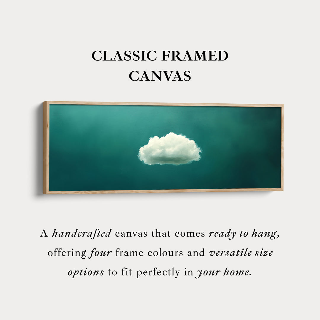 Boven het bed wanddecoratie - minimalistische witte wolk grote ingelijste canvas