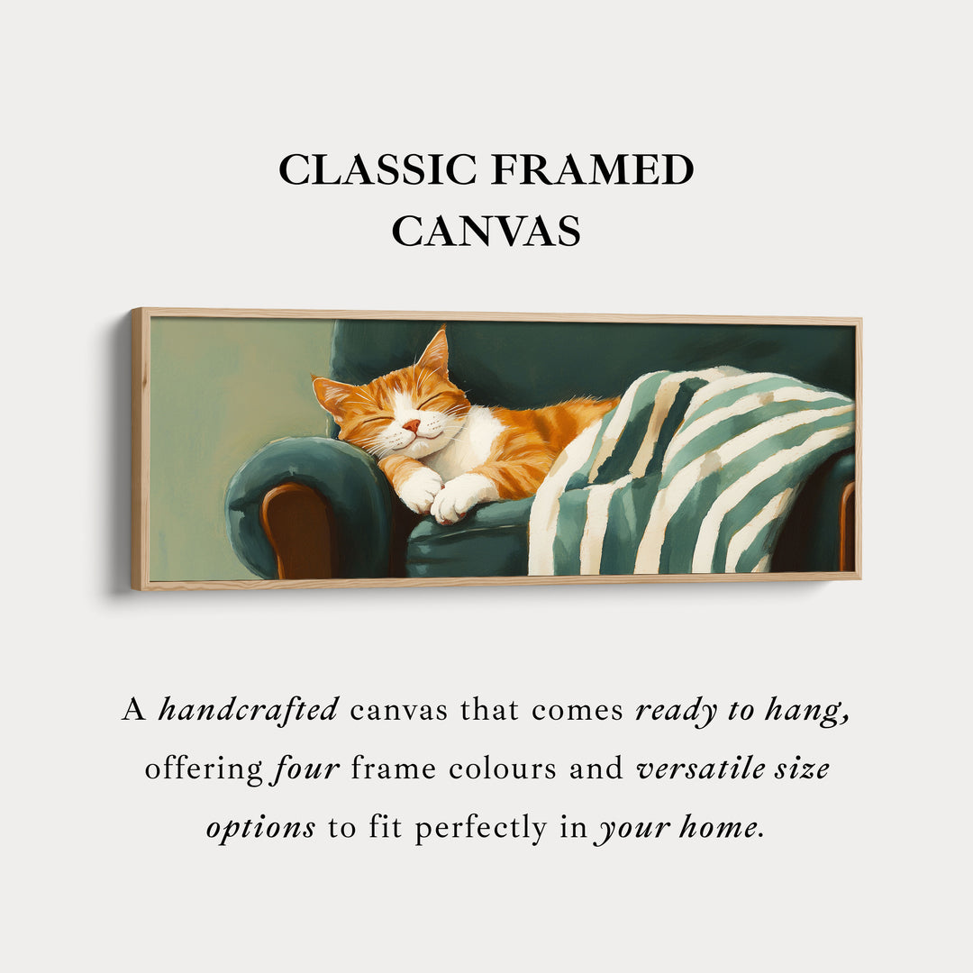 Gezellige Kat Panoramische Lange Smalle Muurkunst Grote Canvasdecoratie