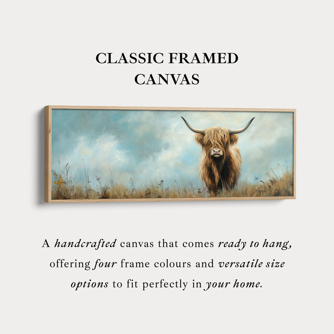 Scottish Highland Cow Long Wall Hanging Large Horizontal Wall Art