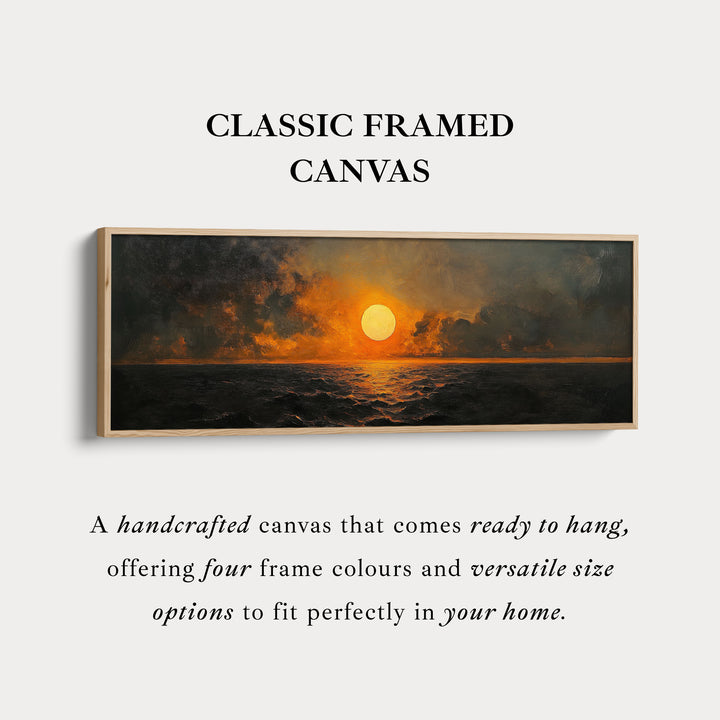 Lange horizontale wanddecoratie boven bed abstracte zonsondergang