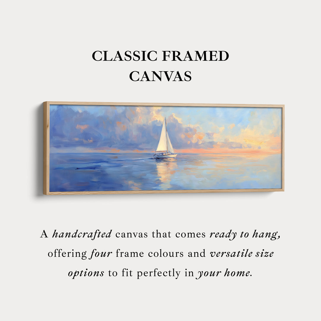 Lang horizontaal wanddecor boven bed zeilboot