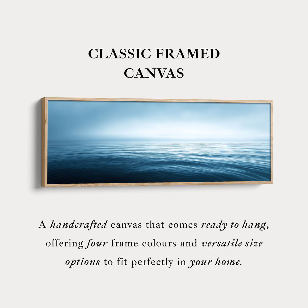 Lang horizontaal wanddecor boven bed rustige oceaan