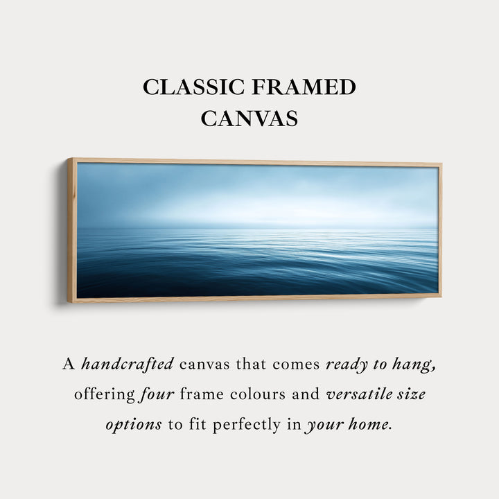 Lang horizontaal wanddecor boven bed rustige oceaan