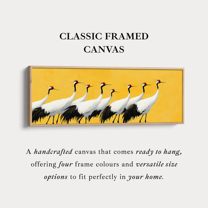 Red Crowned Cranes Panoramic Long Large Canvas Wall Decor Horizontal