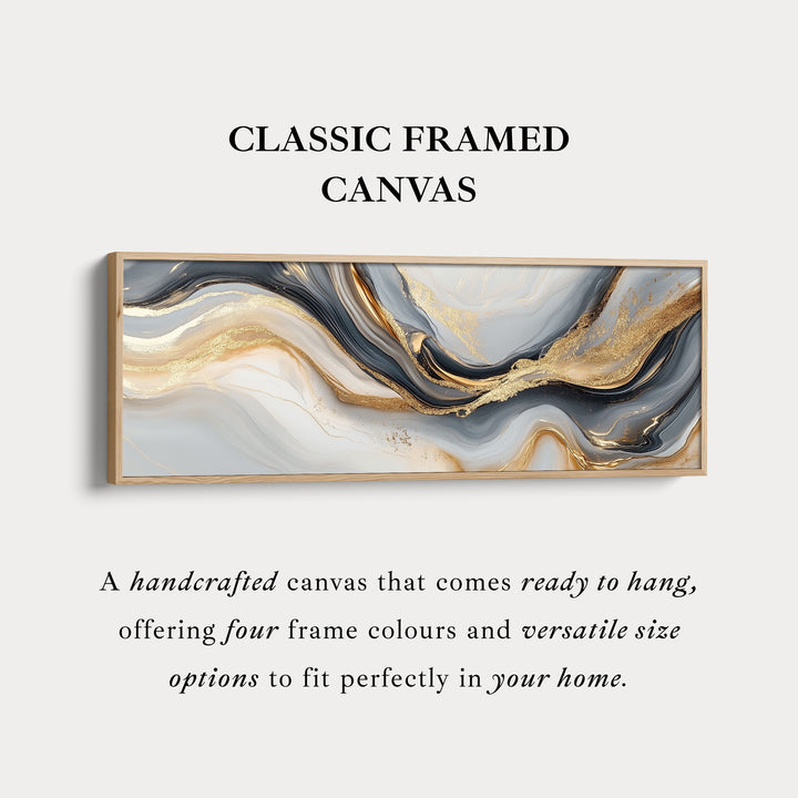 Gouden marmer grote ingelijste canvas lange smalle horizontale wanddecoratie