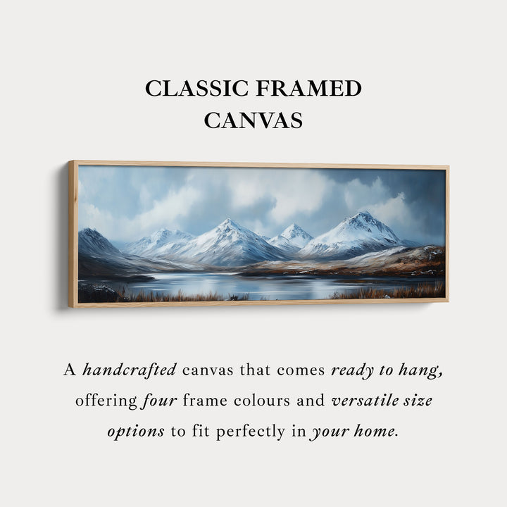 Boven het bed wanddecoratie lange horizontale panoramische bergen groot canvas