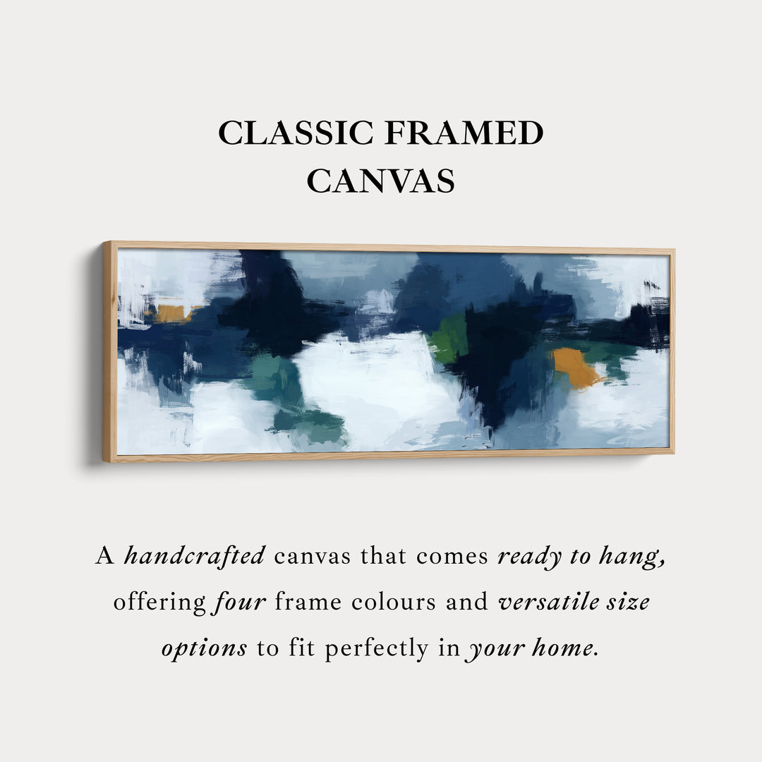 Wide Moody Deep Blue Abstract Canvas Wall Art for Living Room