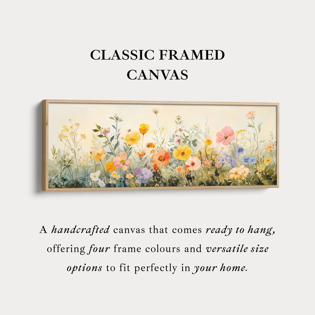 Wild Flower Meadow Grote Horizontale Ingelijste Canvas Muurdecoratie
