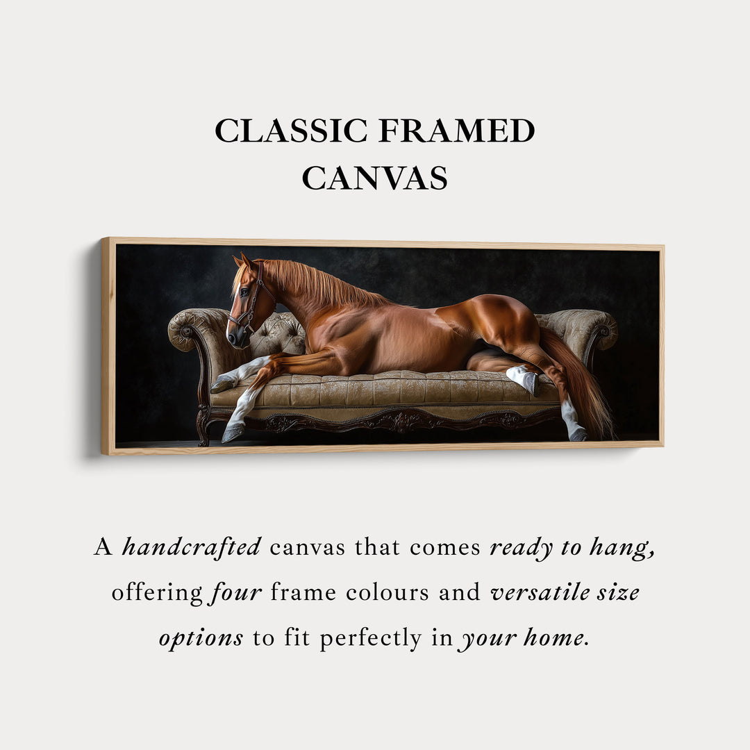 Grote Horizontale Canvas Muurdecoratie met Frame Elegante Paard
